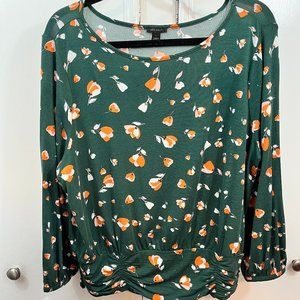 Ann Taylor Green Smocked Shirt